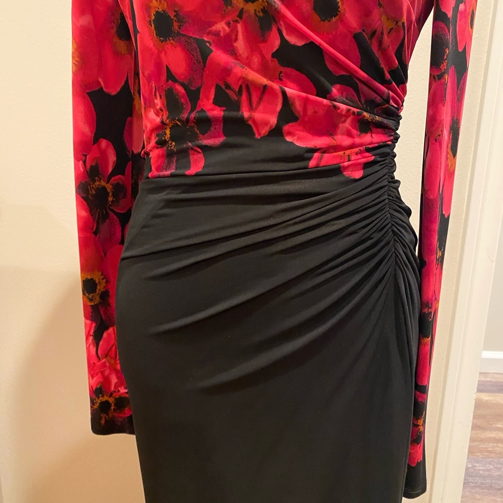 Ralph Lauren Elegant Fuchsia and Black Floral Dress - Picture 3 of 5
